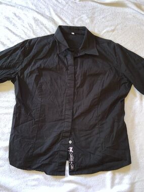 Middy N Me black half sleeve button down blouse size 20 (16) cotton equestrian